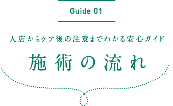 Guide01 入店からケア後の注意までわかる安心ガイド 施術の流れ